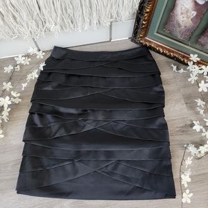 CARLISLE Silk Black Tiered Pencil Skirt